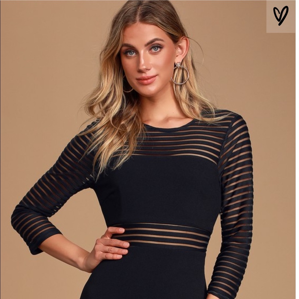 Perfect Mesh Black Bodycon Dress